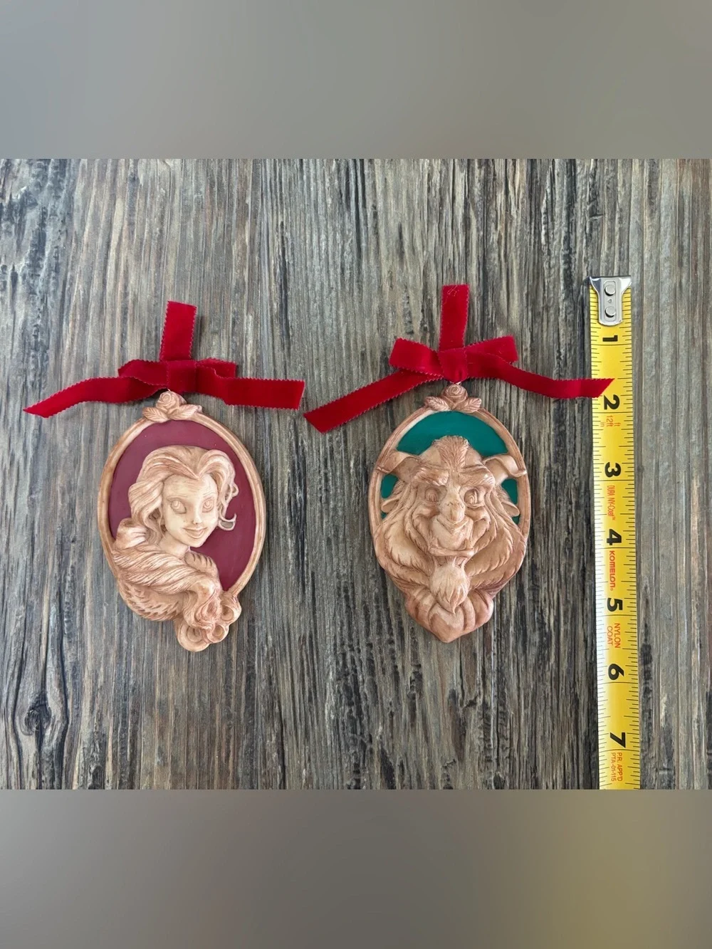 Vtg Applause Disney Beauty & The Beast Enchanted Christmas Cameo Ornament Set